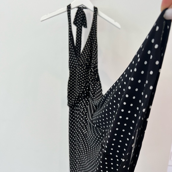 FOREVER 21 BLACK WHITE POLKA DOT HALTER DRESS SIZE SMALL - Picture 9 of 17